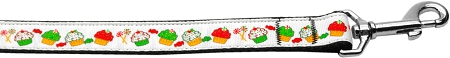 Christmas Cupcakes Nylon Dog Leash 3/8 inch wide 4ft Long